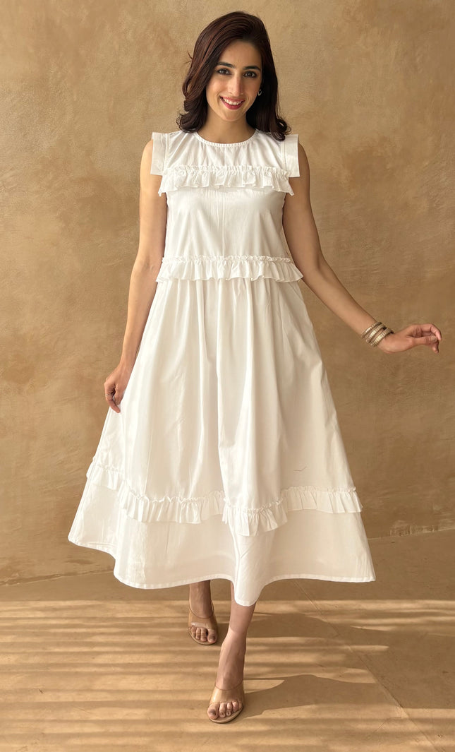 White midi dress