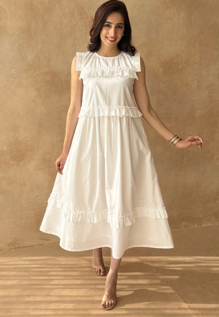 White midi dress