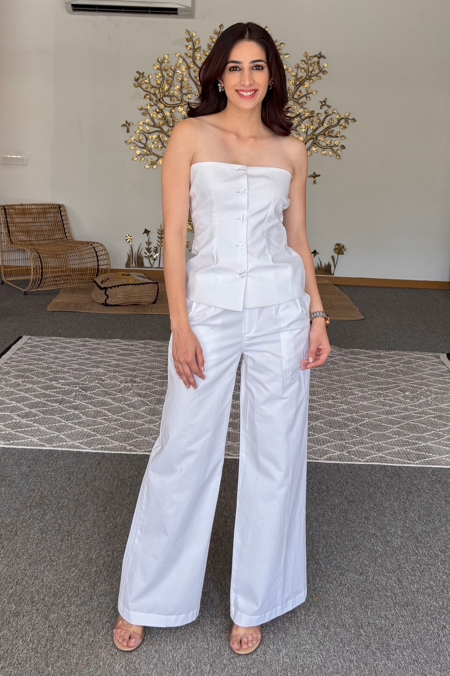 White tailored waistcoat & pants