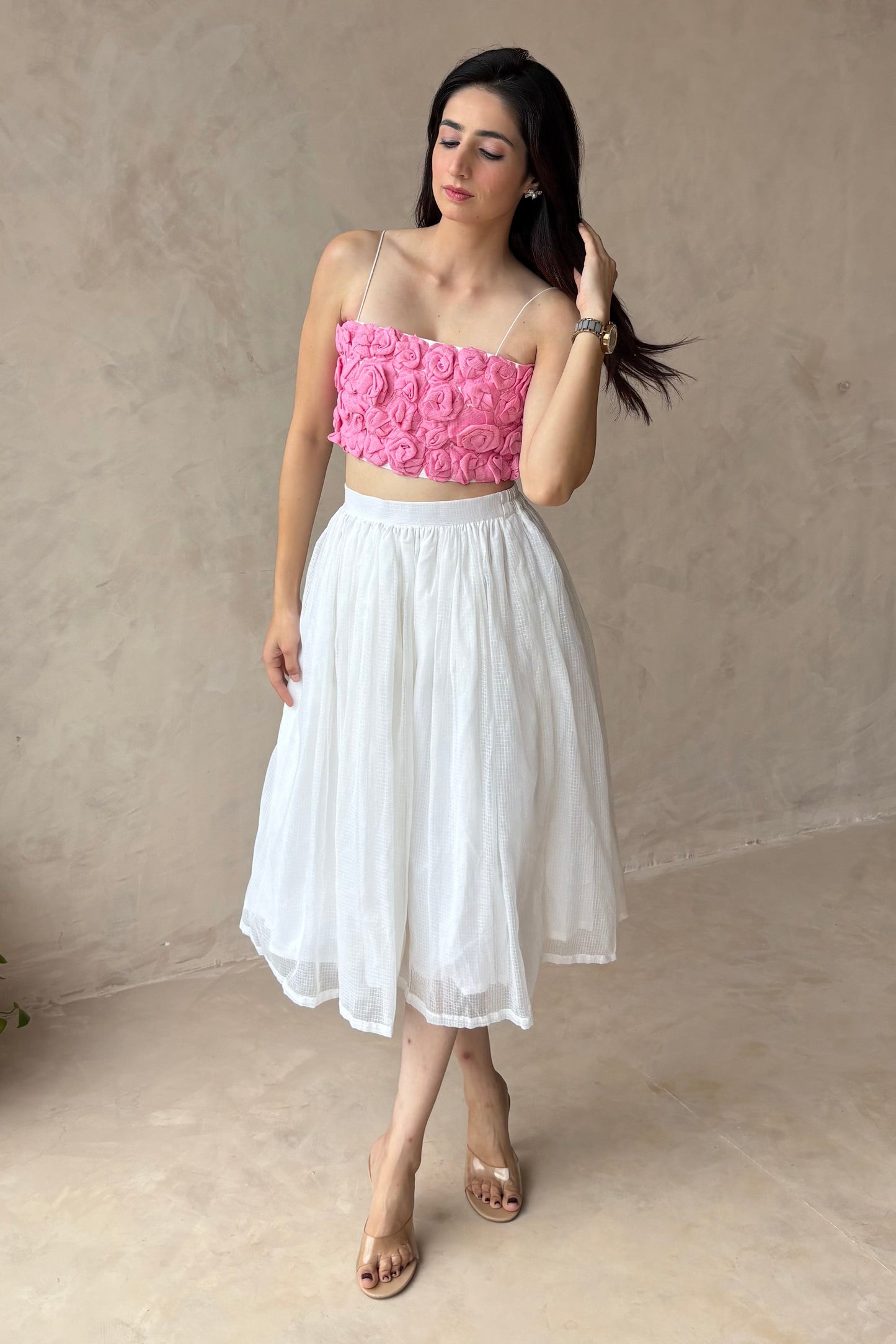 Rose top & midi skirt