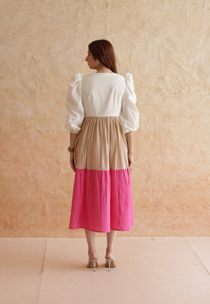 Multi shade cotton midi dress