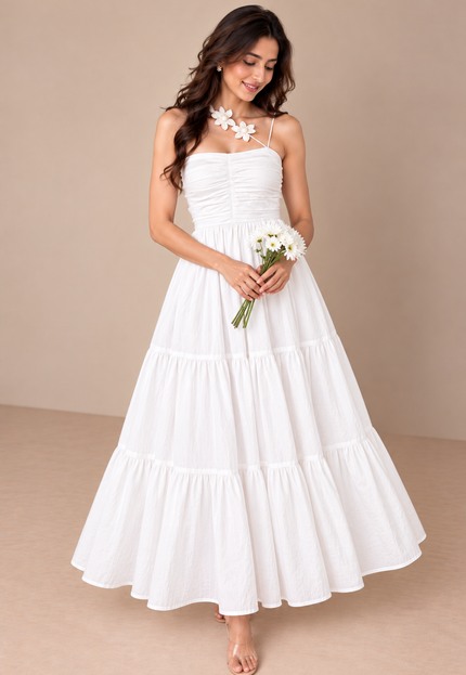 White three tier maxi dress