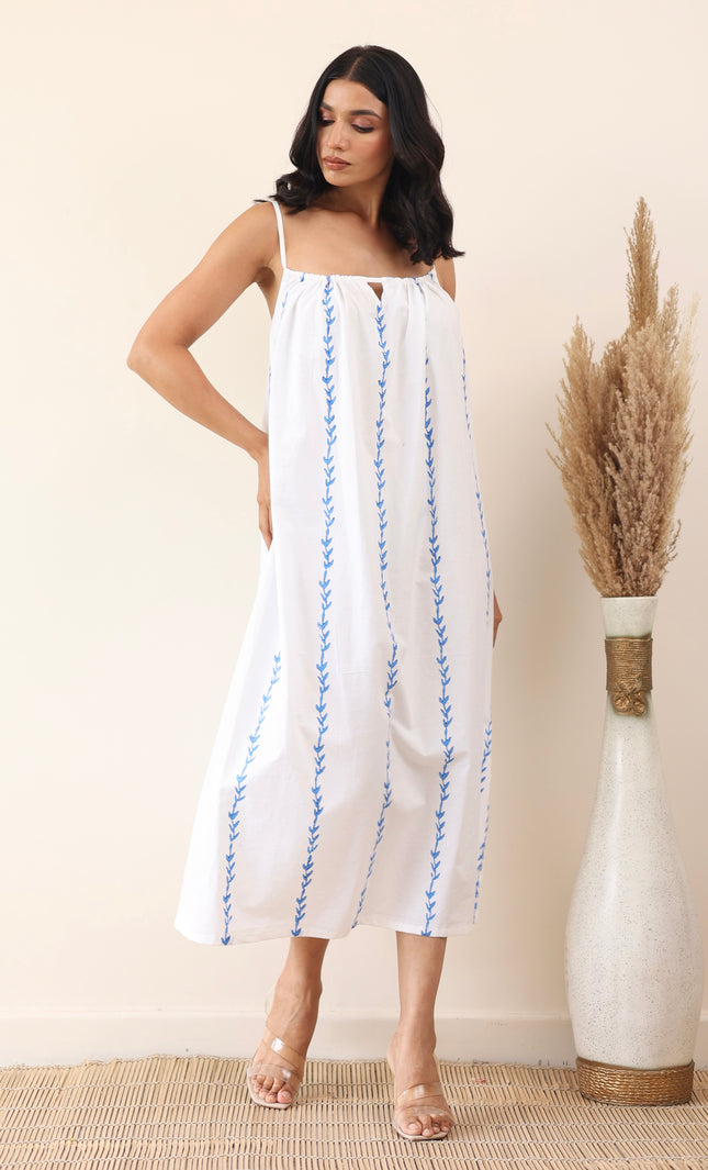 White cotton midi dress