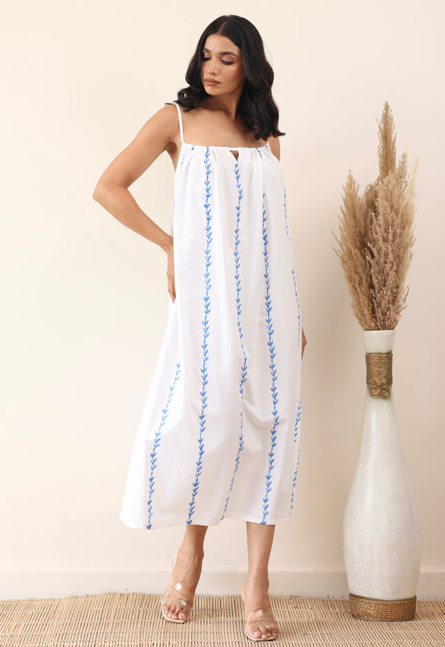 White cotton midi dress