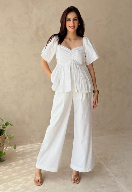 Cotton pants & frilled top