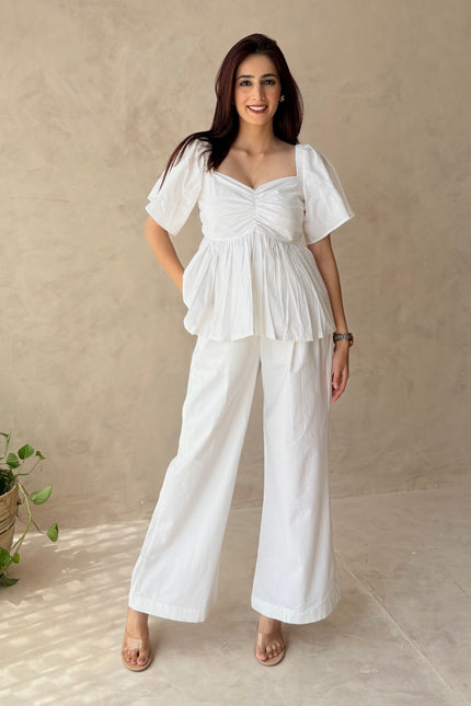 Cotton pants & frilled top