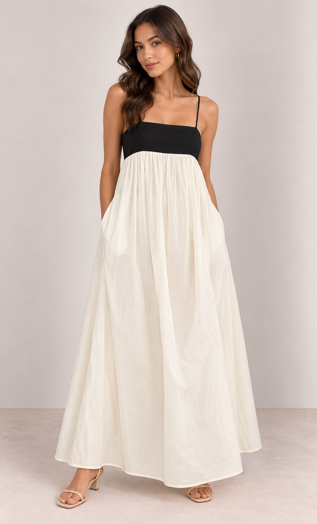 Off-white contrast maxi dress