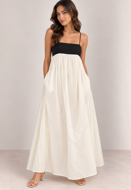 Off-white contrast maxi dress