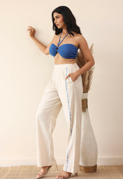 Linen high waist pant with bandeau top