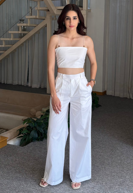 White pants & crop top