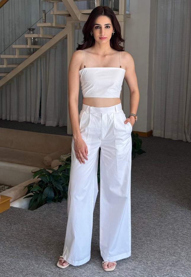 White pants & crop top