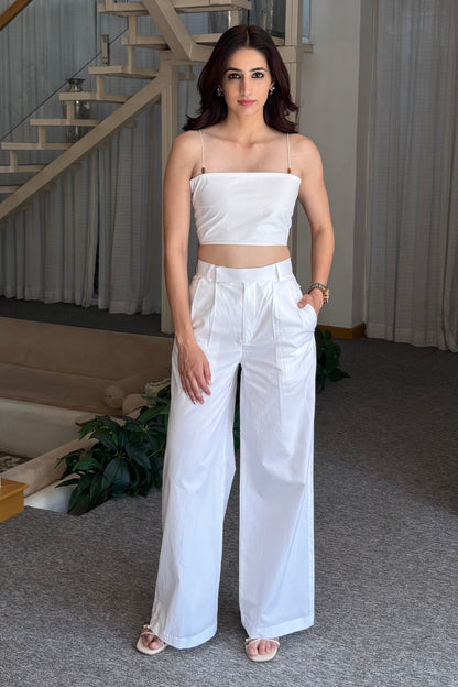 White pants & crop top
