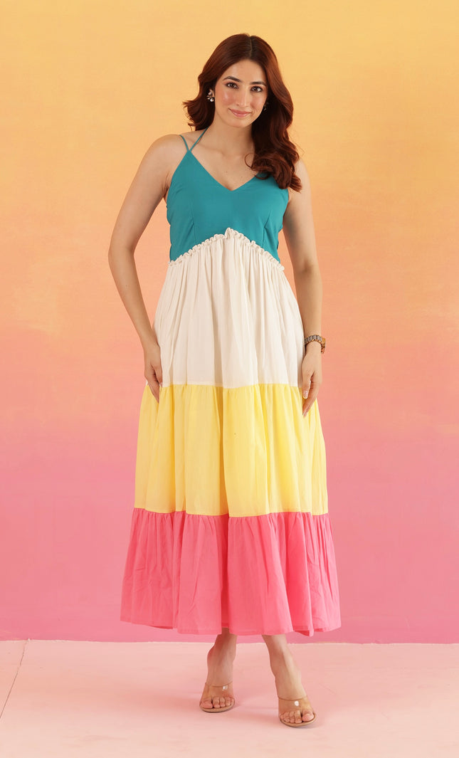 Cotton maxi dress with halter straps