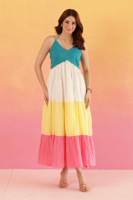 Cotton maxi dress with halter straps