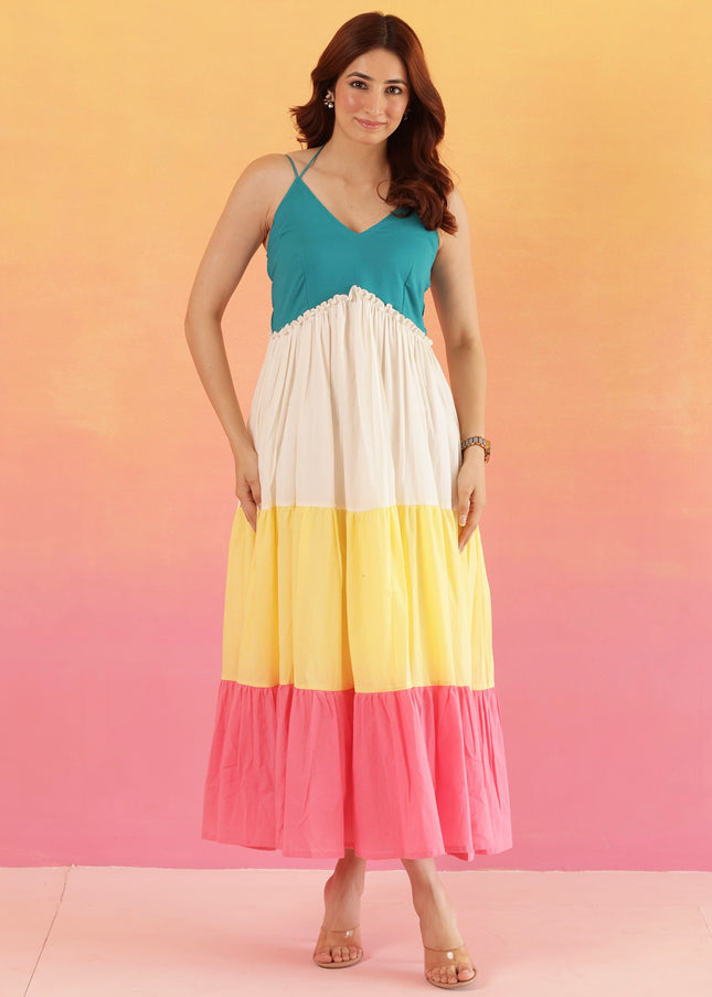Cotton maxi dress with halter straps