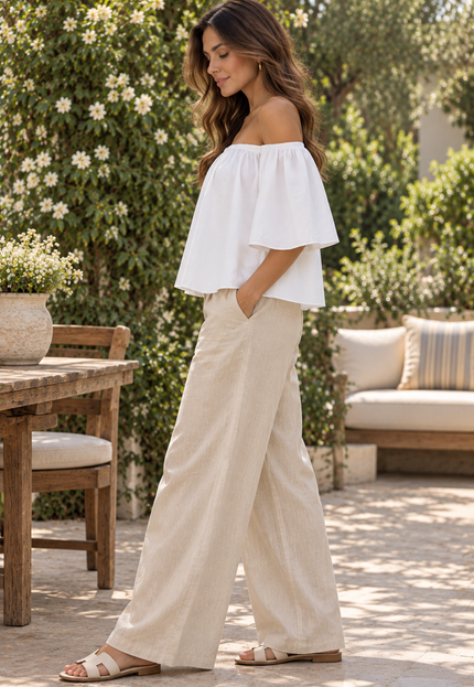 White cotton off-shoulder top