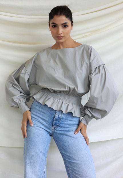Grey balloon cotton top