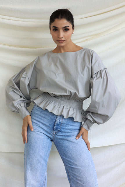 Grey balloon cotton top