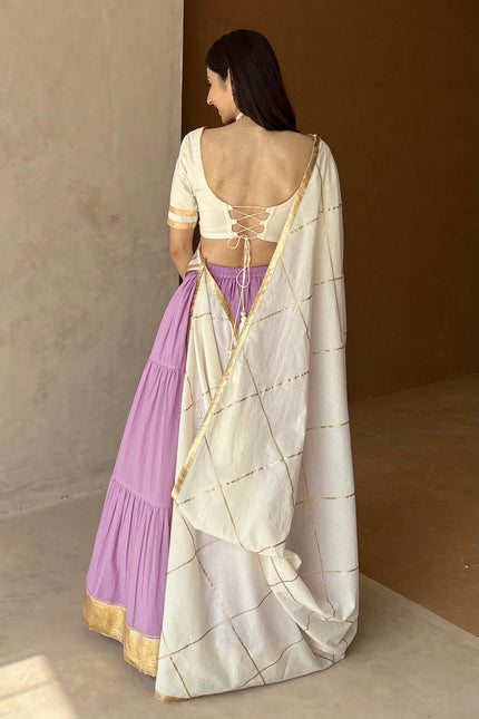 Lavender & off white Lehenga set