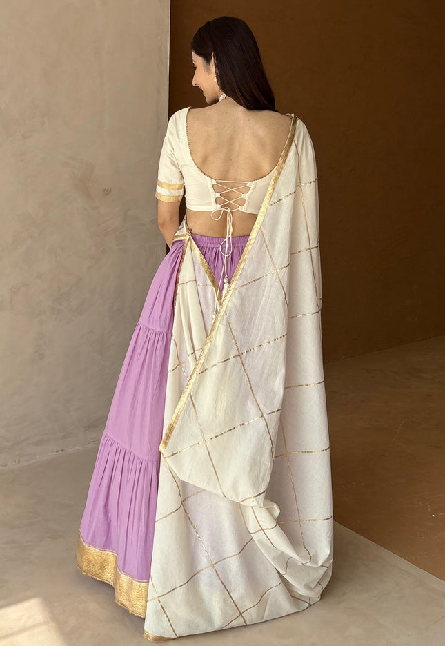 Lavender & off white Lehenga set