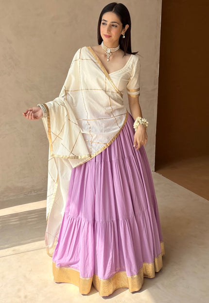 Lavender & off white Lehenga set