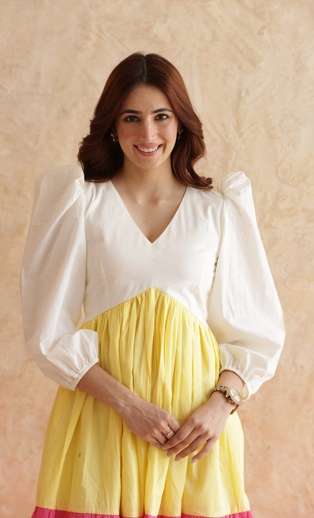 Multi shade cotton midi dress