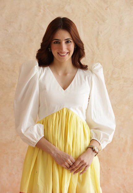 Multi shade cotton midi dress