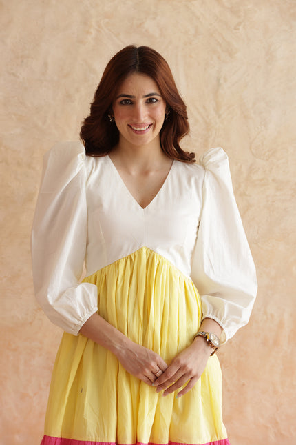 Multi shade cotton midi dress