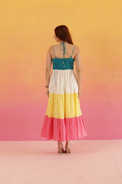 Cotton maxi dress with halter straps
