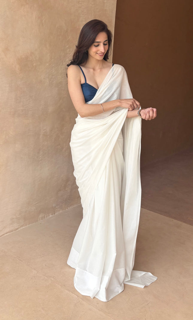 White cotton saree