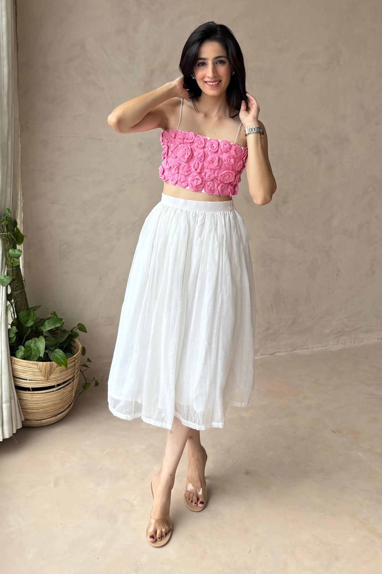 Rose top & midi skirt