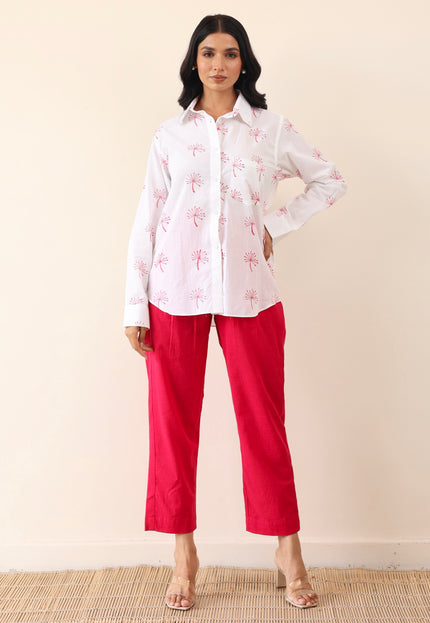 High waist pant with tailored shirt