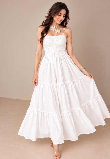 White three tier maxi dress