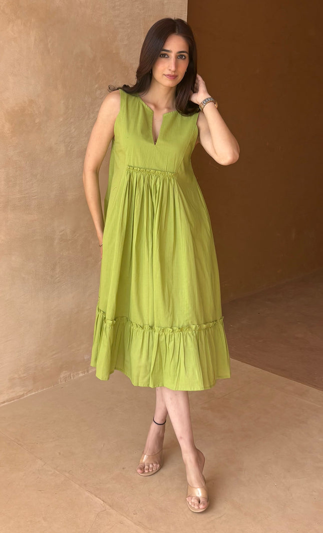 Green midi dress