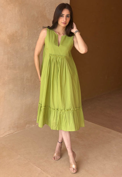 Green midi dress