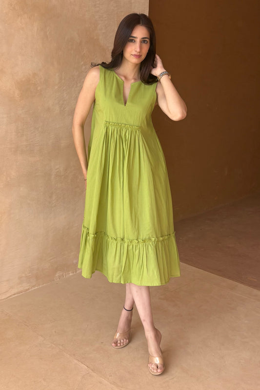 Green midi dress