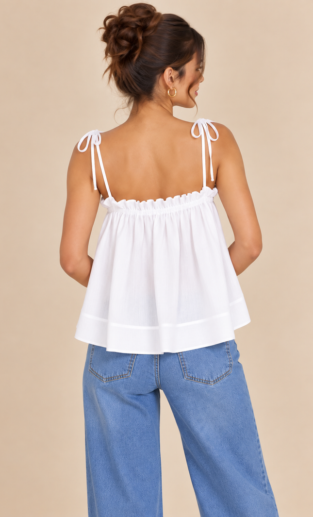 White cotton tie-up top