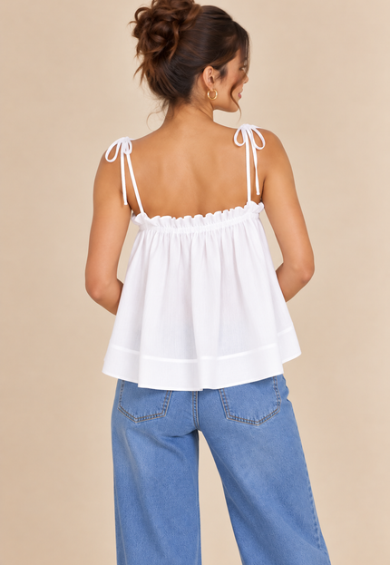 White cotton tie-up top