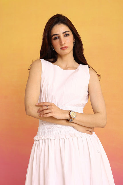 White smocked dress
