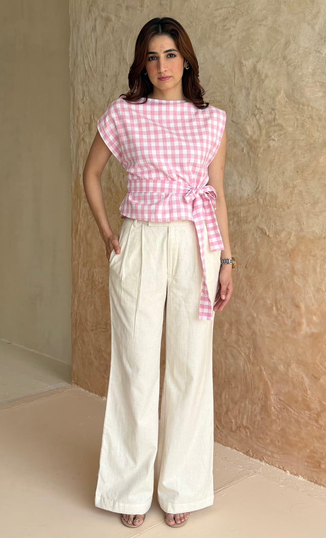 Gingham tie-up top