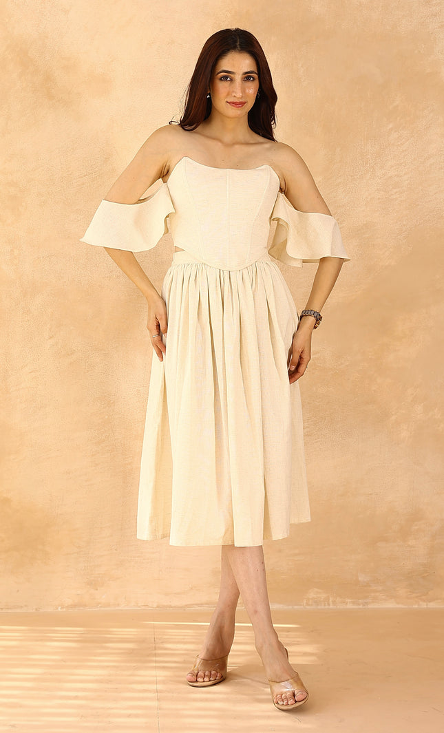 Beige corset + midi skirt