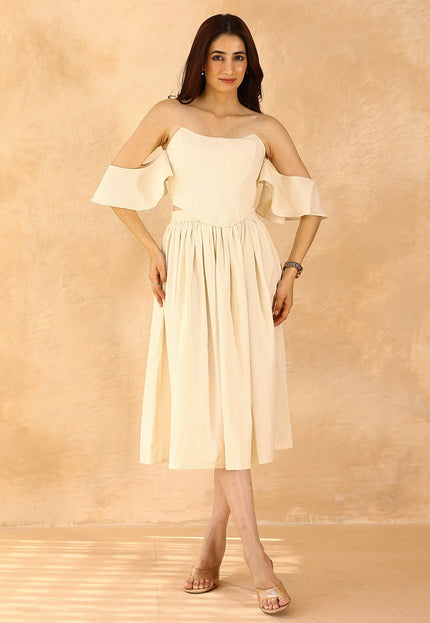 Beige corset + midi skirt