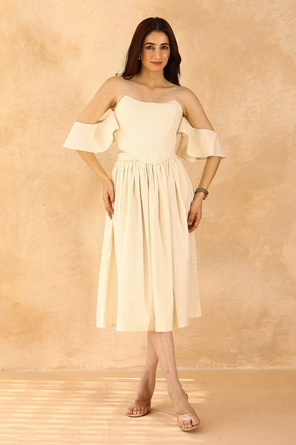 Beige corset + midi skirt