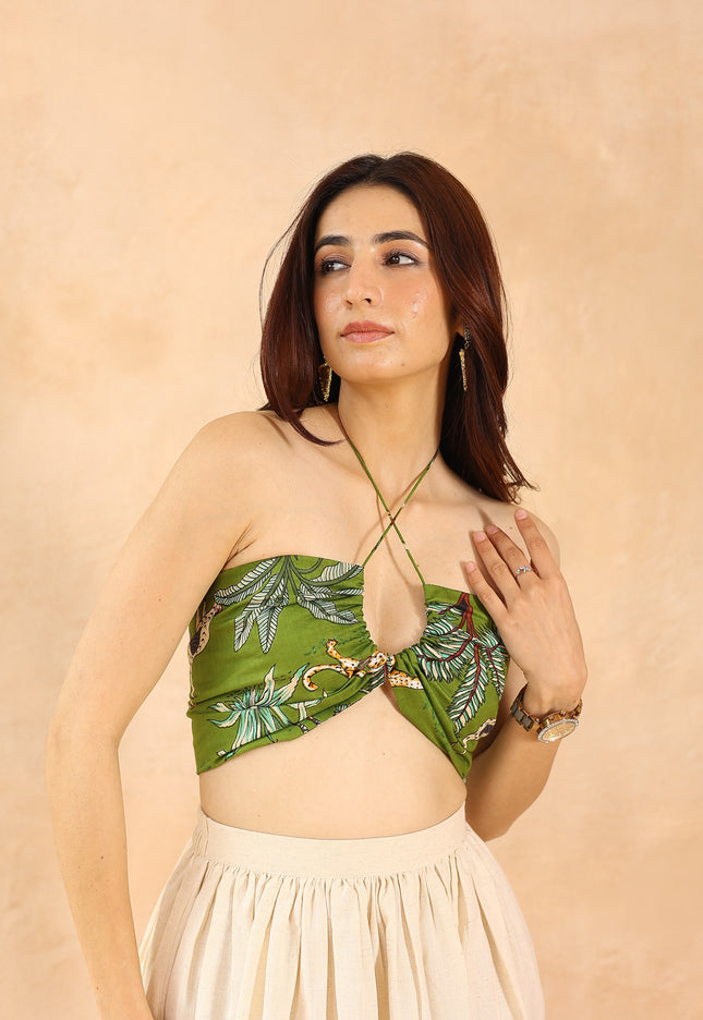 Green printed bralette