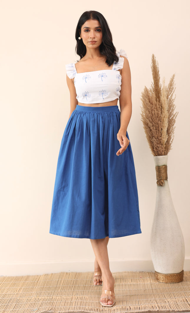 Cotton midi skirt and crop top