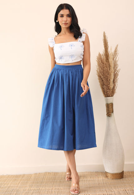 Cotton midi skirt and crop top
