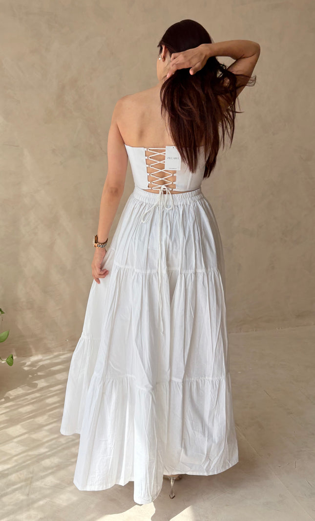 Cotton skirt & boned corset top