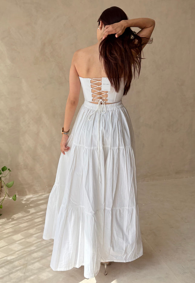 Cotton skirt & boned corset top