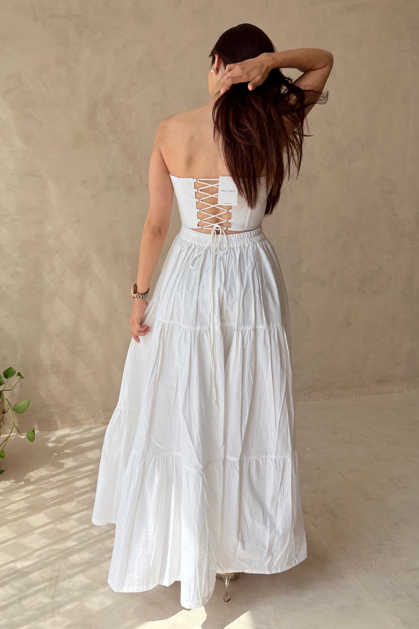 Cotton skirt & boned corset top