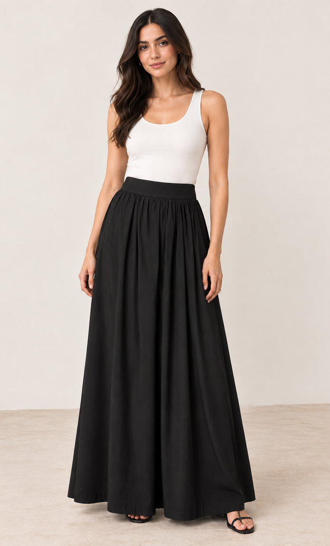 Black maxi cotton skirt